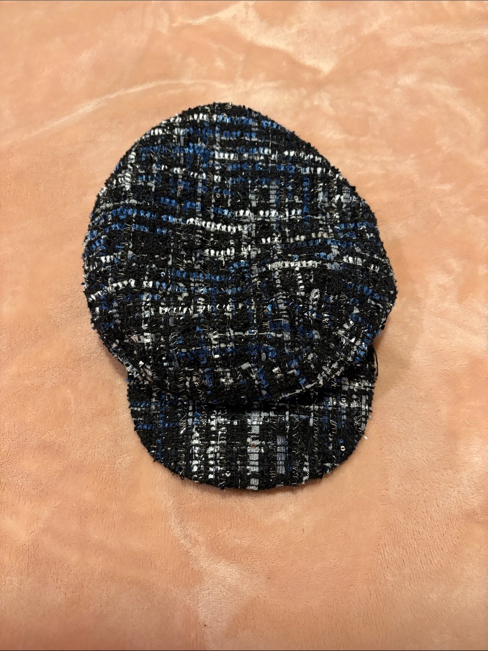 INC International Concepts Black and Blue Tweed Newsboy Cap